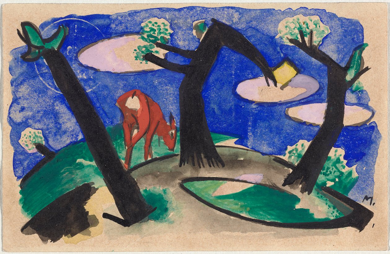 德语： 红色动物的风景 作者 弗朗兹·马克（Franz Marc）