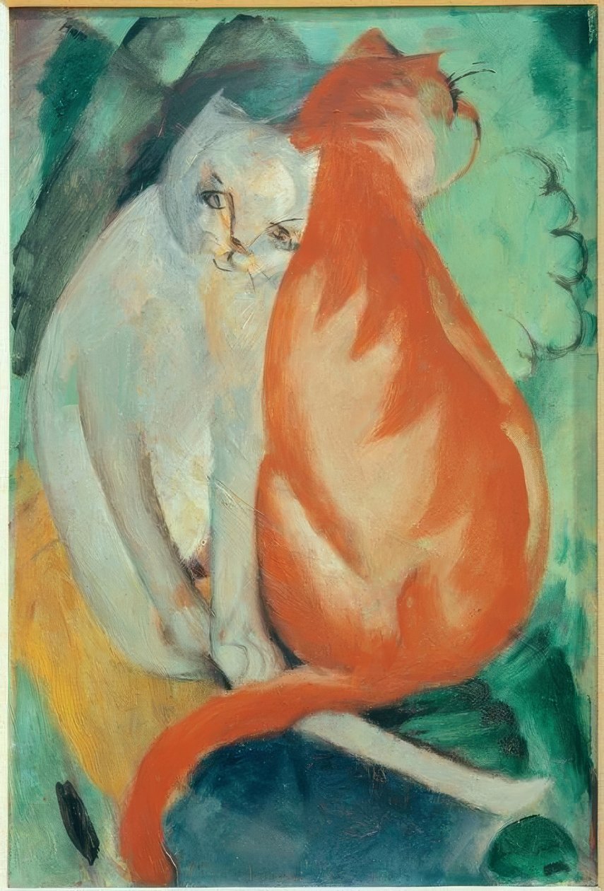 猫，红色和白色 作者 弗朗兹·马克（Franz Marc）