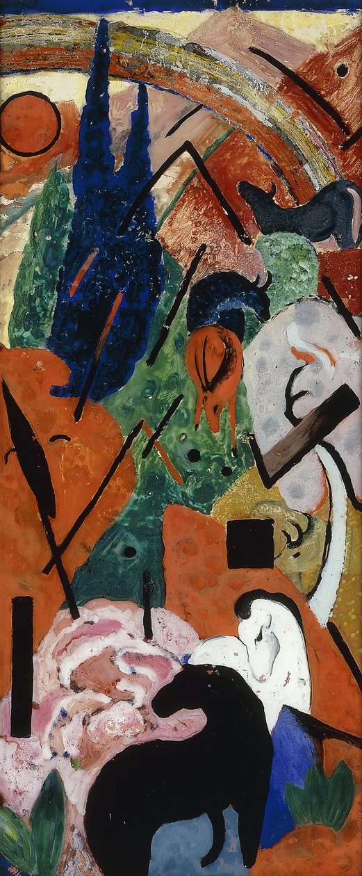 与动物和彩虹景观；动物与彩虹风景，1911年 作者 弗朗兹·马克（Franz Marc）