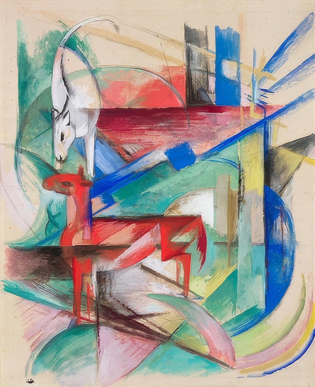 与动物景观。 1913年 作者 弗朗兹·马克（Franz Marc）