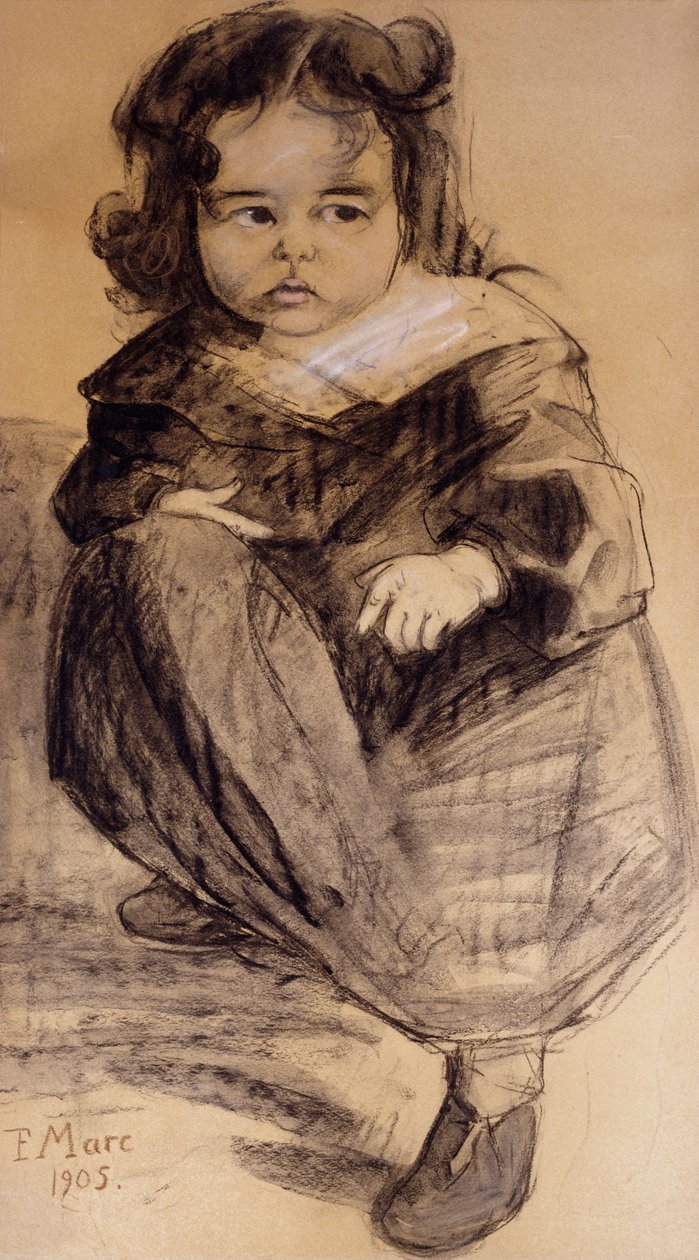 小女孩，白领，1905年 作者 弗朗兹·马克（Franz Marc）