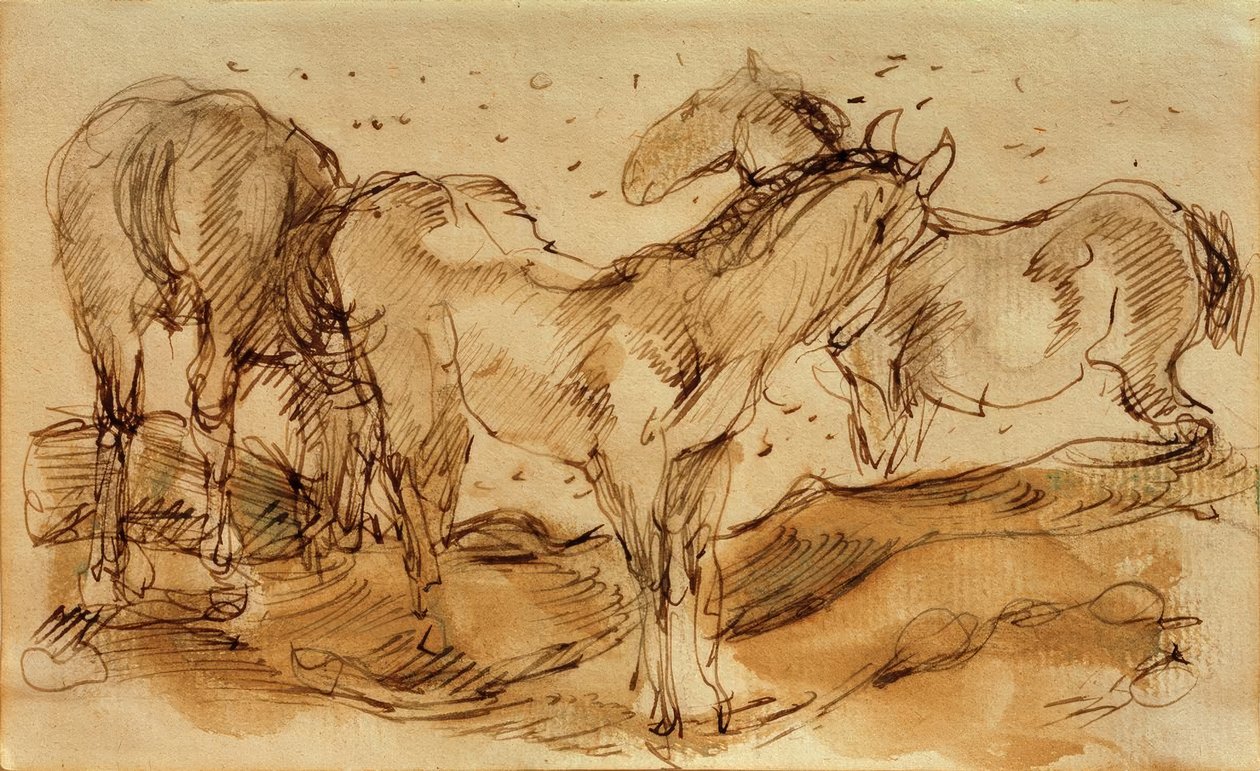 牧场中的马 作者 弗朗兹·马克（Franz Marc）