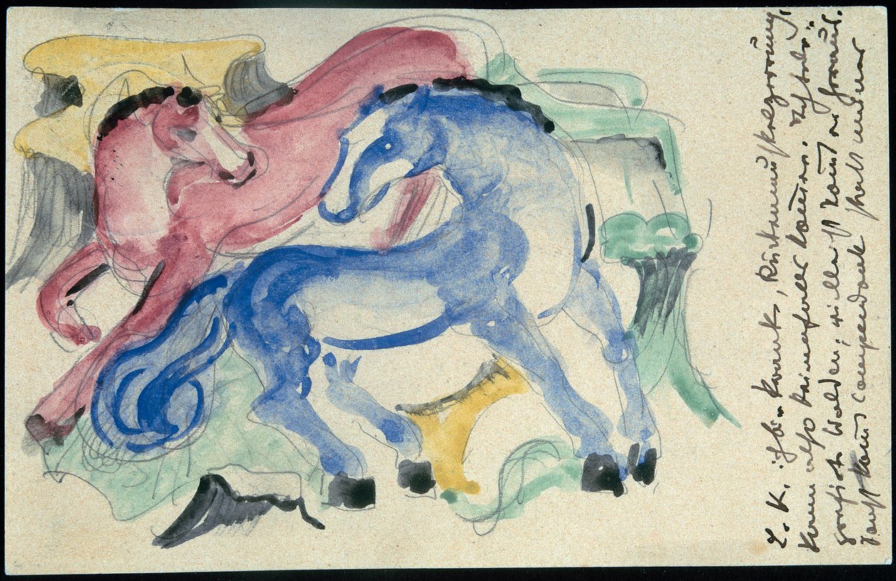 红马和蓝马 作者 弗朗兹·马克（Franz Marc）