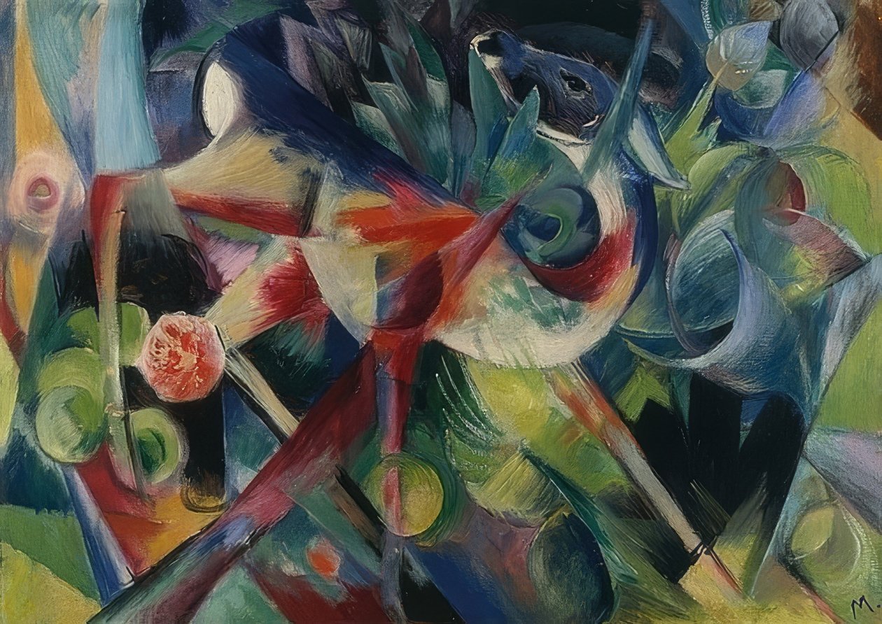 the在花园里。 1913年 作者 弗朗兹·马克（Franz Marc）
