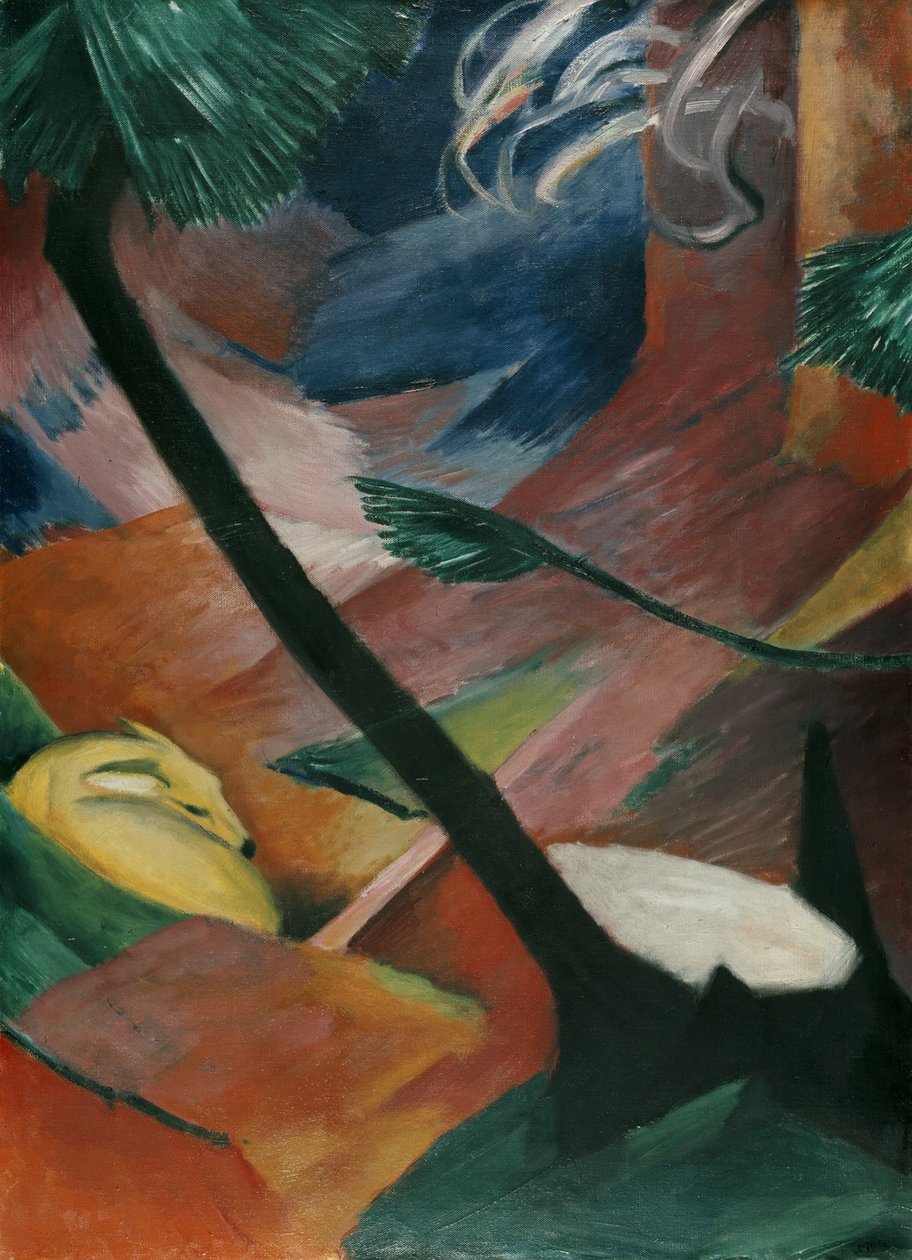 森林里的鹿 II 作者 弗朗兹·马克（Franz Marc）