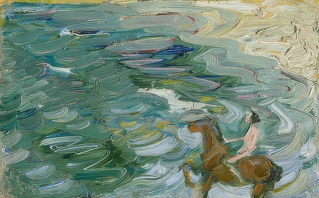 在海滩上的车手 作者 弗朗兹·马克（Franz Marc）