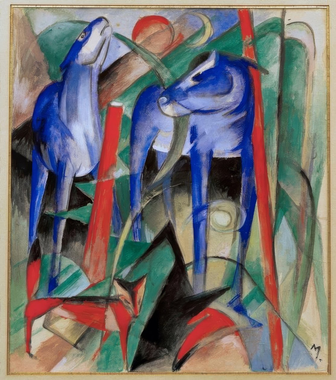 创造马匹（三种神话般的动物） 作者 弗朗兹·马克（Franz Marc）