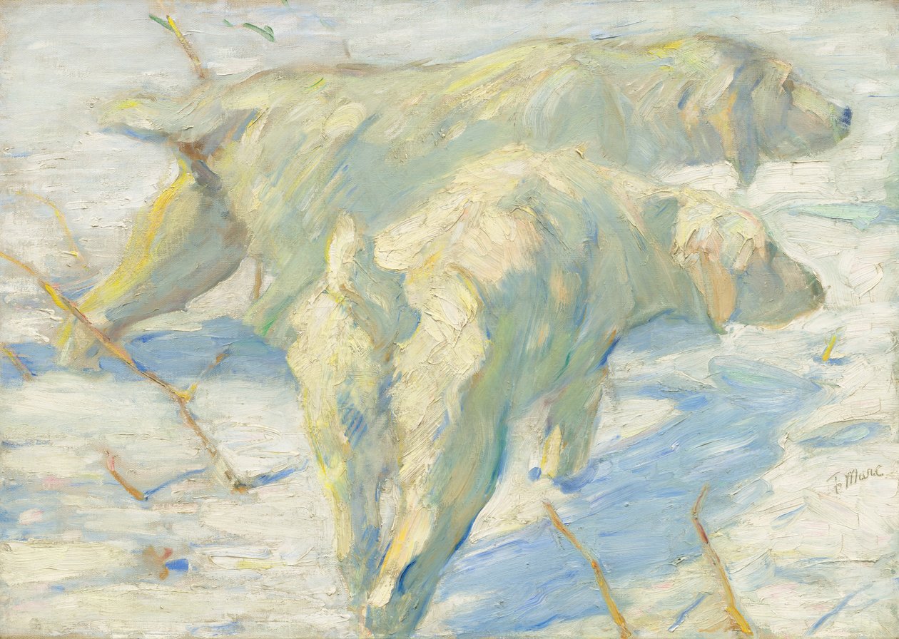 雪中的西伯利亚犬 作者 弗朗兹·马克（Franz Marc）