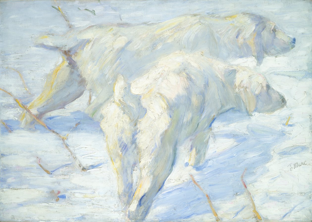 西伯利亚狗在雪中 作者 弗朗兹·马克（Franz Marc）