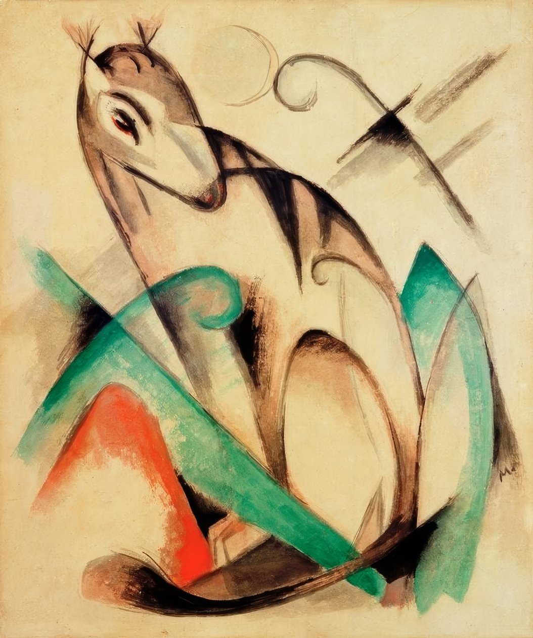 坐在神话中的动物 作者 弗朗兹·马克（Franz Marc）
