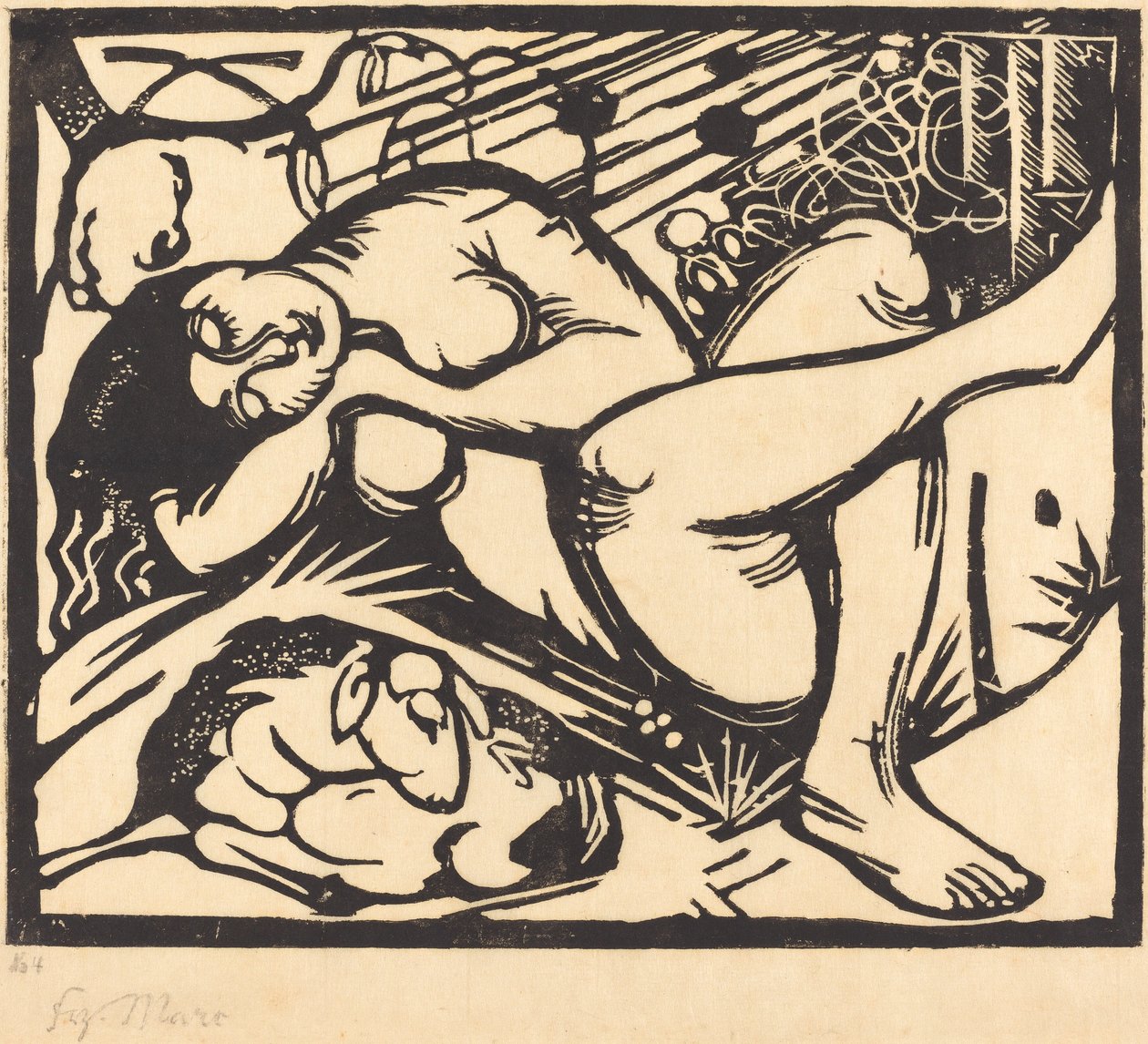 沉睡的牧羊女，1912年。 作者 弗朗兹·马克（Franz Marc）