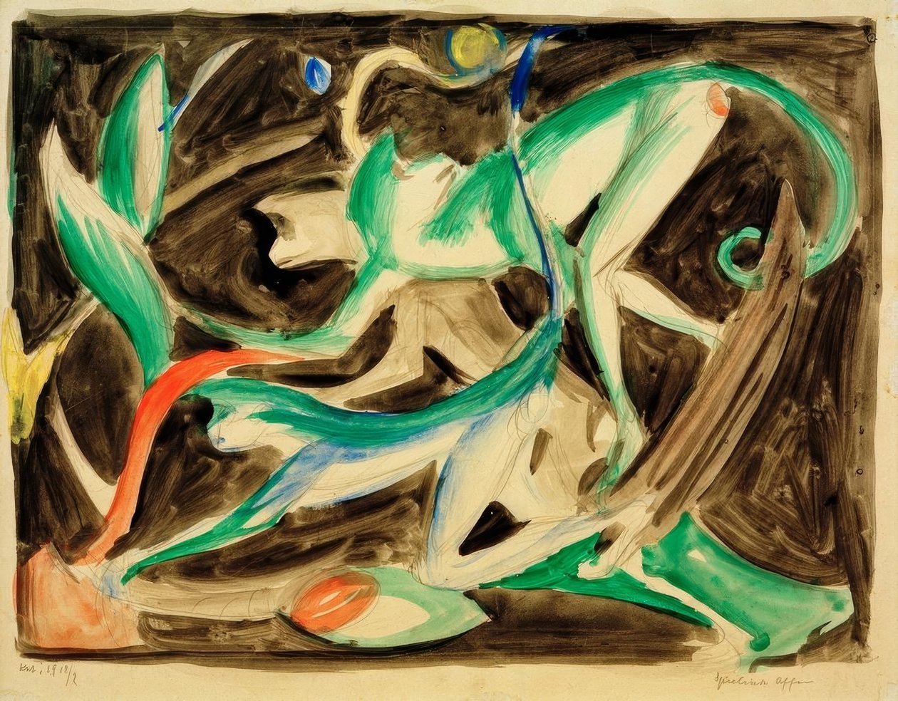 玩猴子 作者 弗朗兹·马克（Franz Marc）