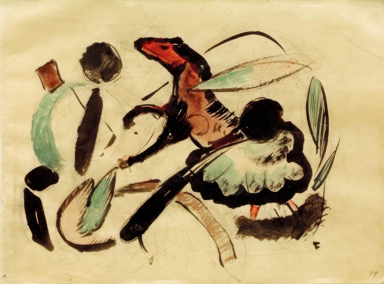 跳马与蔬菜形式 作者 弗朗兹·马克（Franz Marc）