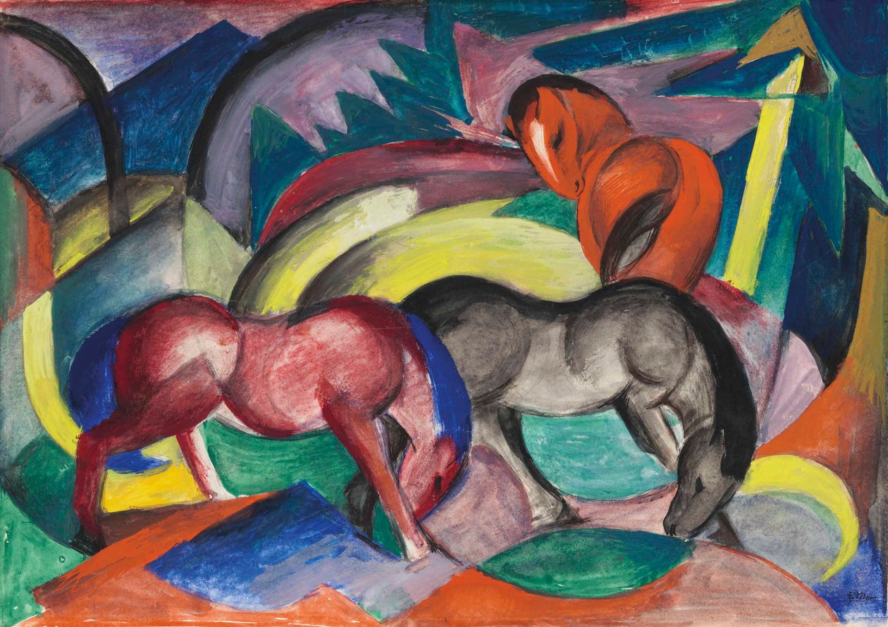 三匹马，1912年。 作者 弗朗兹·马克（Franz Marc）