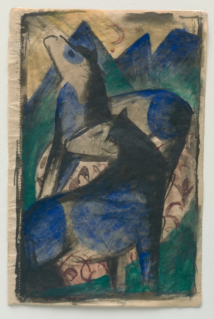 两匹蓝马 作者 弗朗兹·马克（Franz Marc）