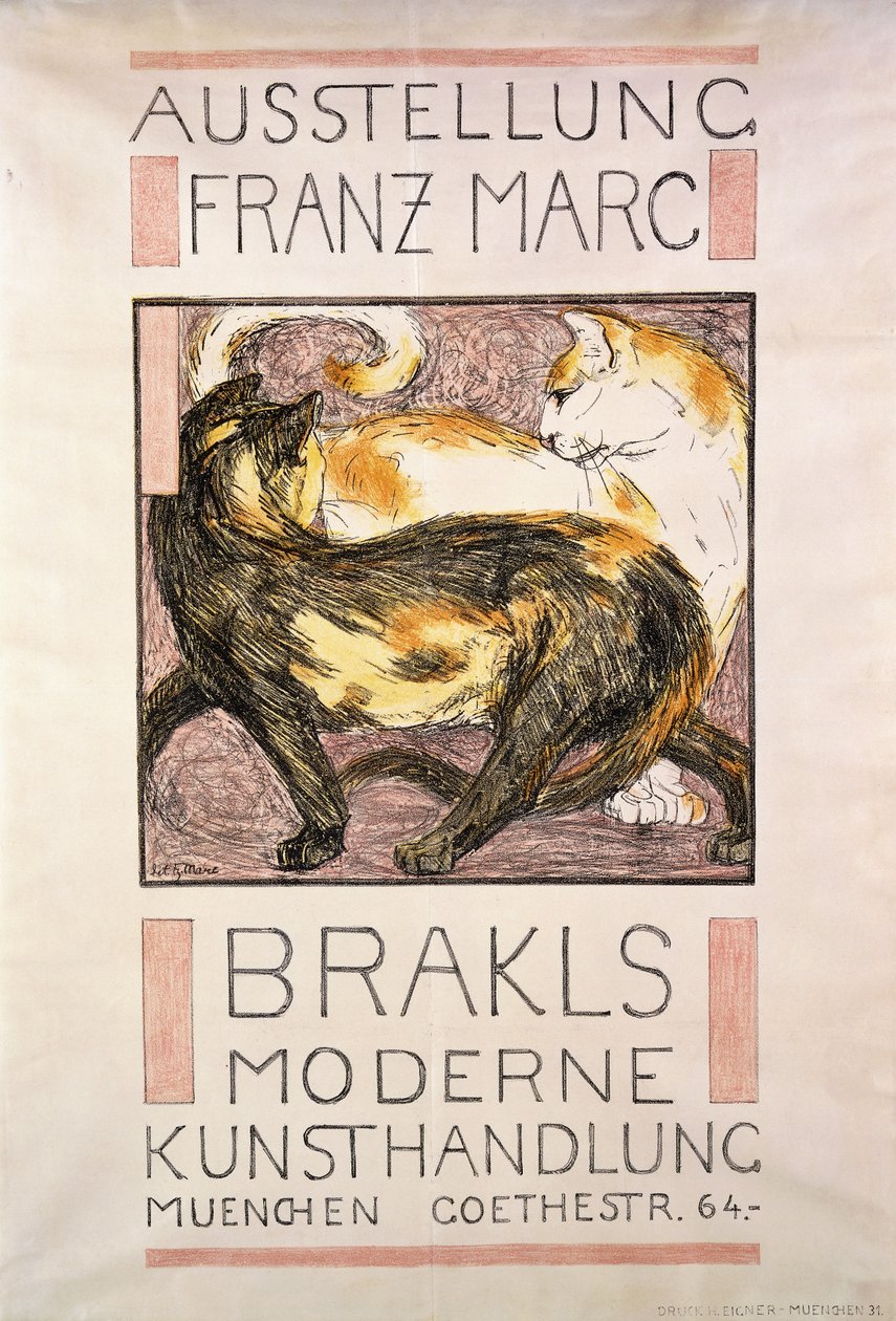 两只猫，1909-10 作者 弗朗兹·马克（Franz Marc）