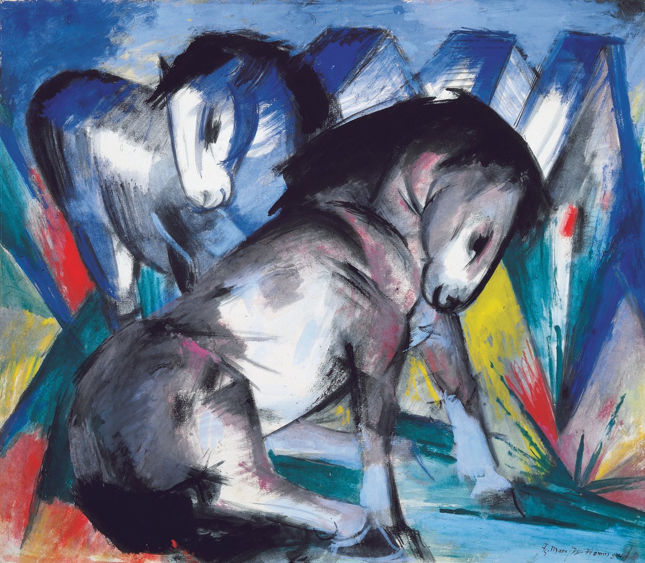 两匹马，1913年 作者 弗朗兹·马克（Franz Marc）