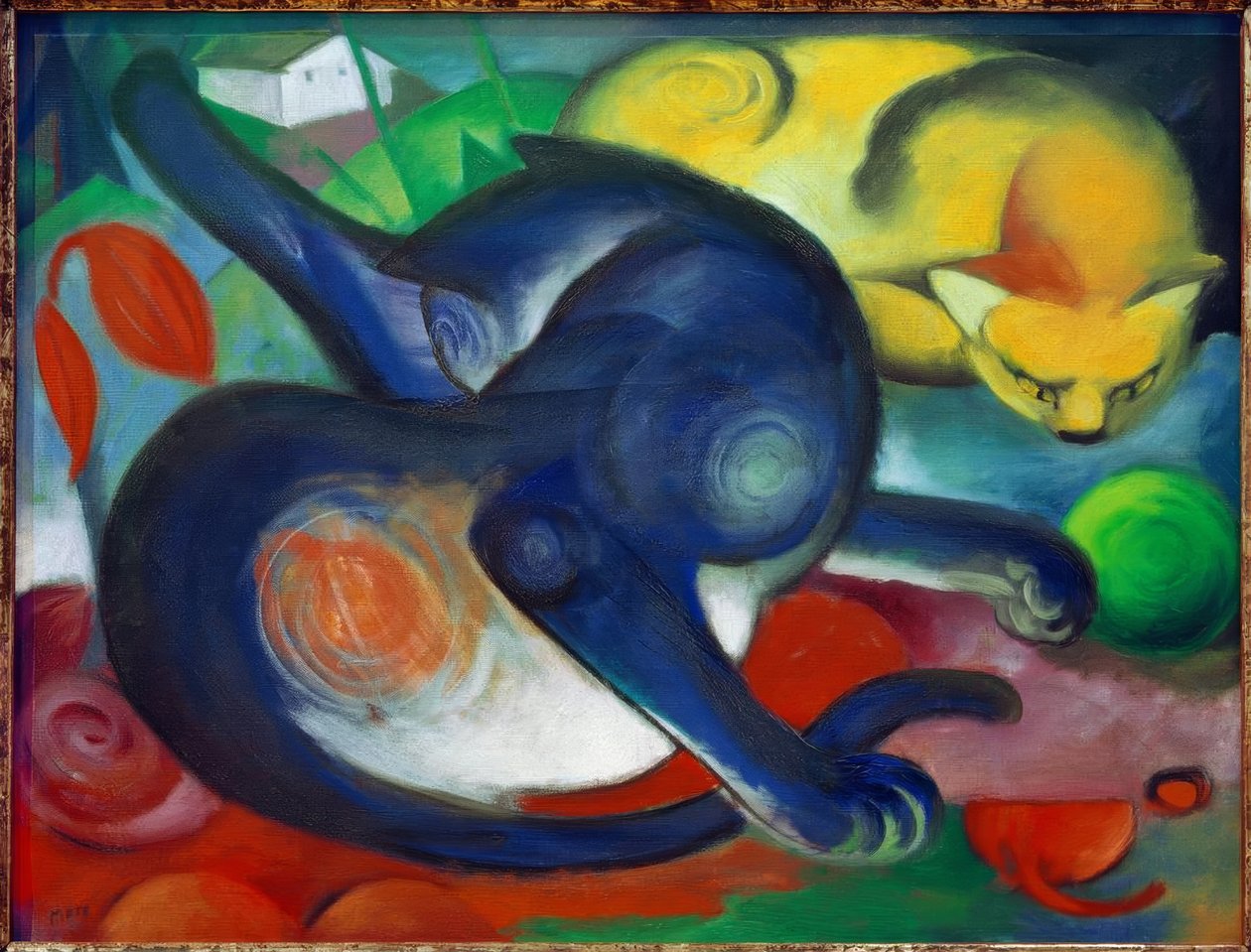 两只猫，蓝色和黄色 作者 弗朗兹·马克（Franz Marc）