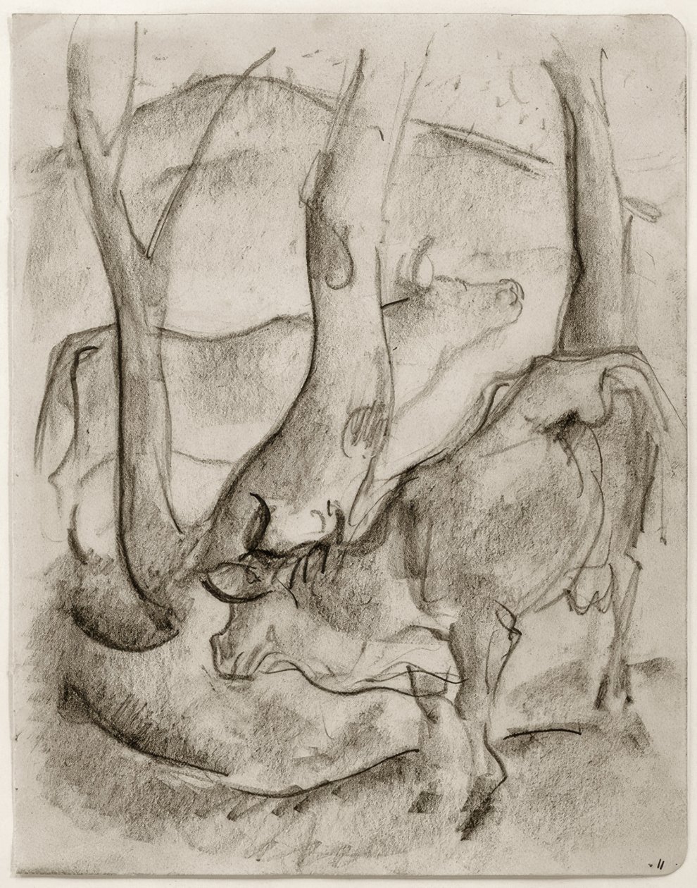 两只母牛在树下 作者 弗朗兹·马克（Franz Marc）
