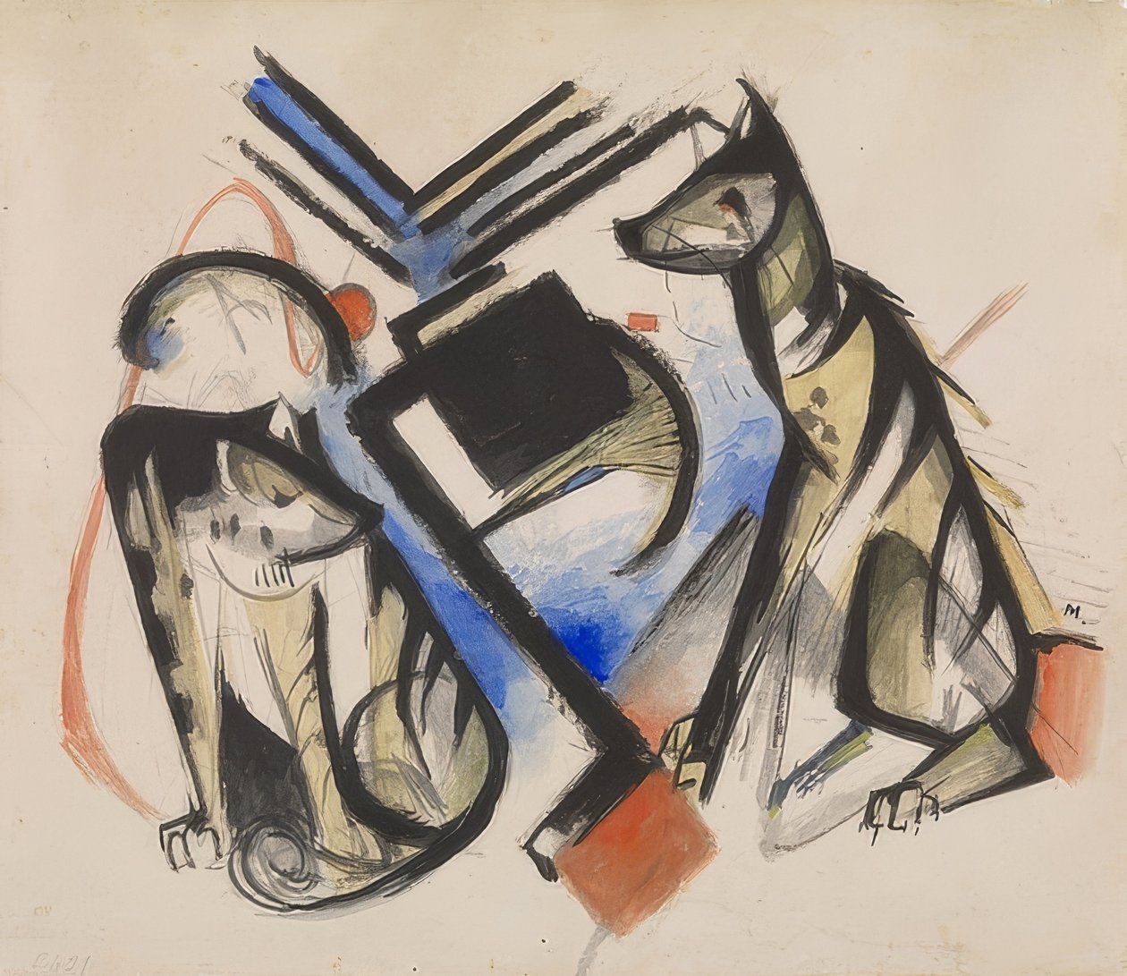 两只狼。 1913年 作者 弗朗兹·马克（Franz Marc）