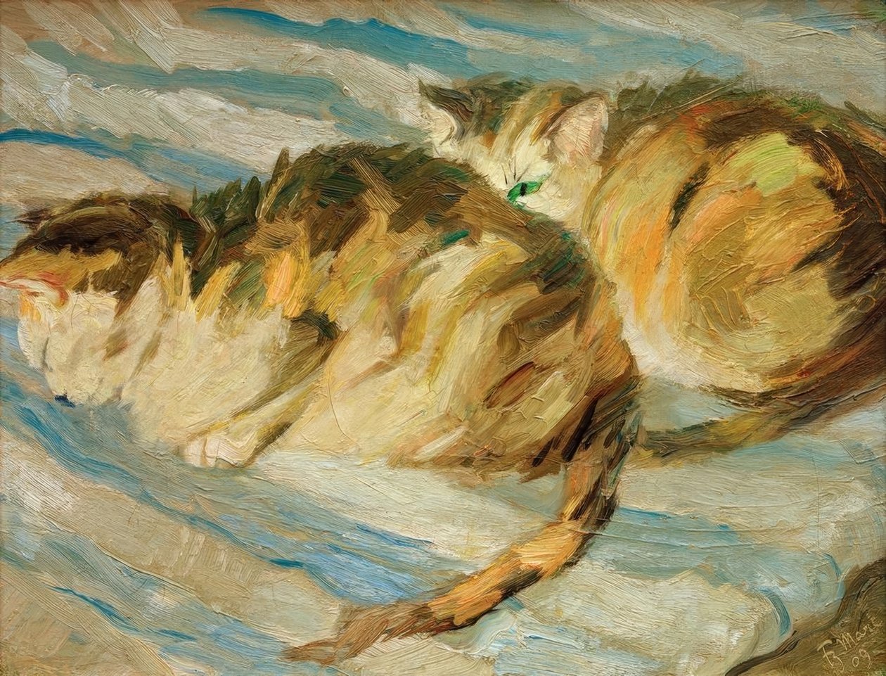 两只灰猫（猫研究II） 作者 弗朗兹·马克（Franz Marc）