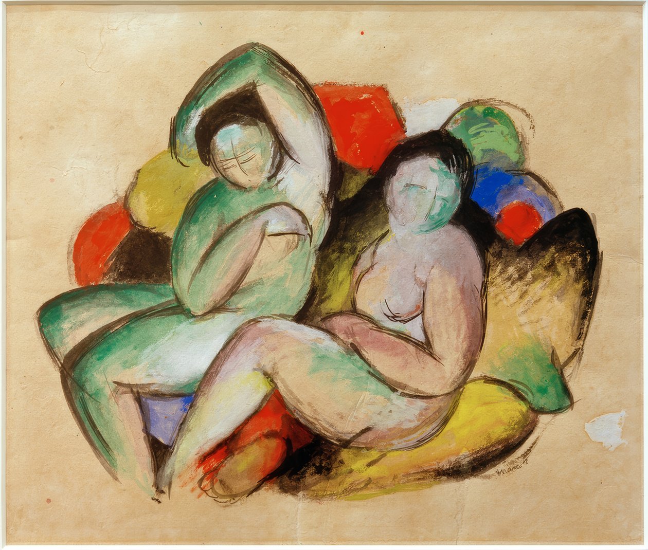 两个女性裸体 作者 弗朗兹·马克（Franz Marc）