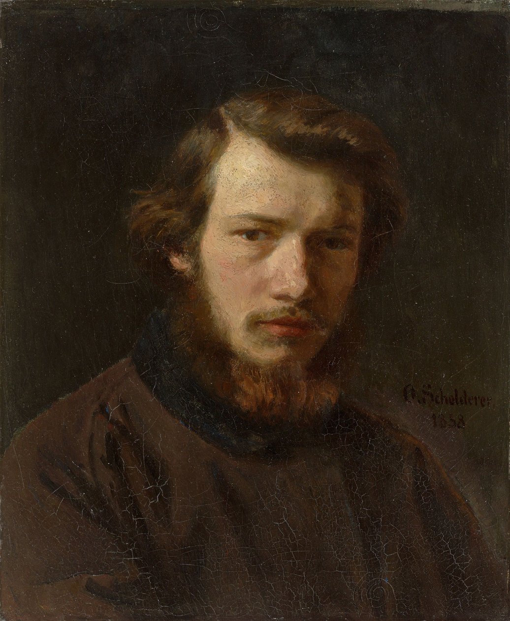 24岁时的自画像，1858年。 作者 弗朗兹·奥托（Franz Otto）Scholderer