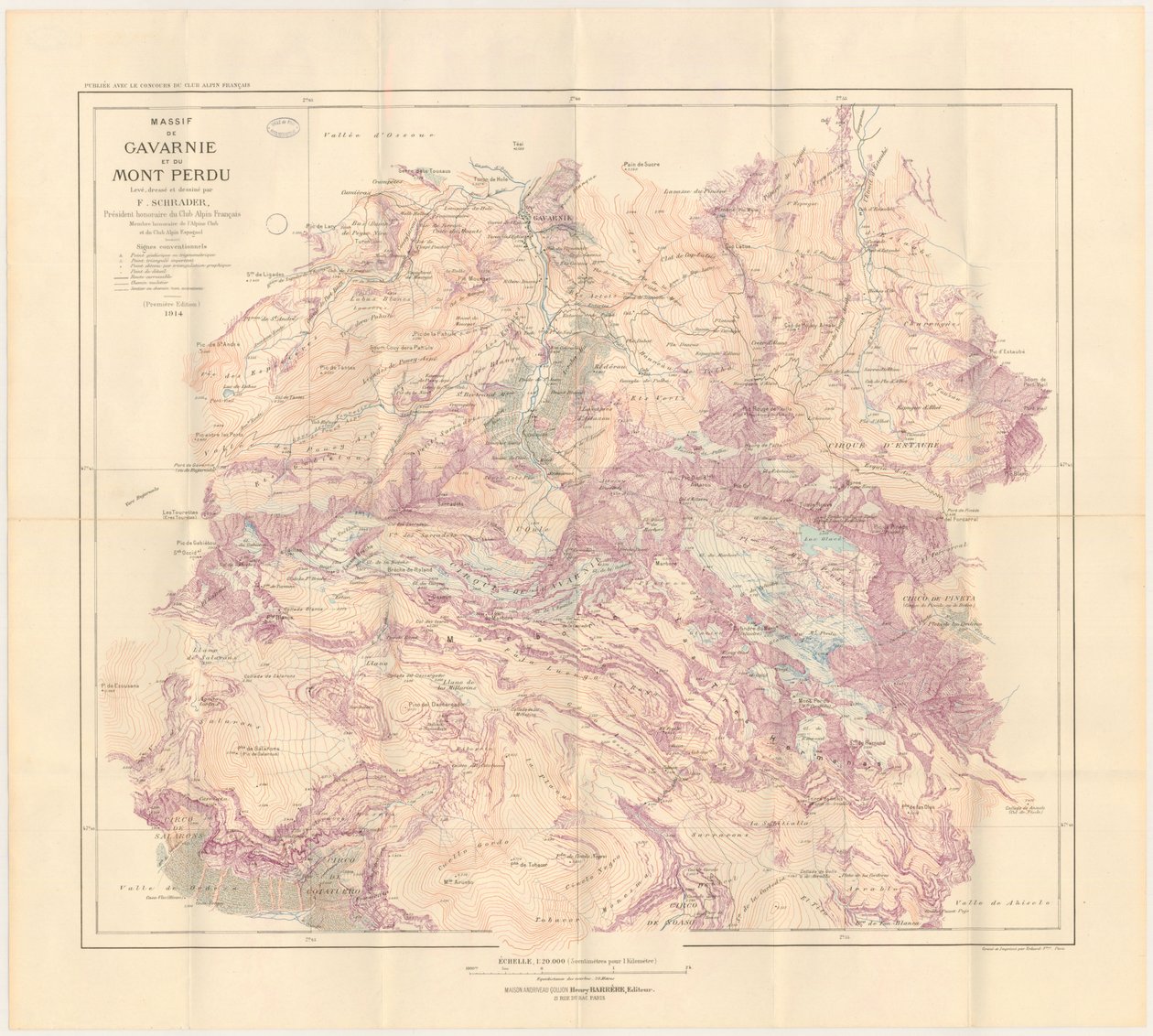 1914 年出版的加瓦涅山丘和佩杜山地图 作者 弗朗茨·施拉德
