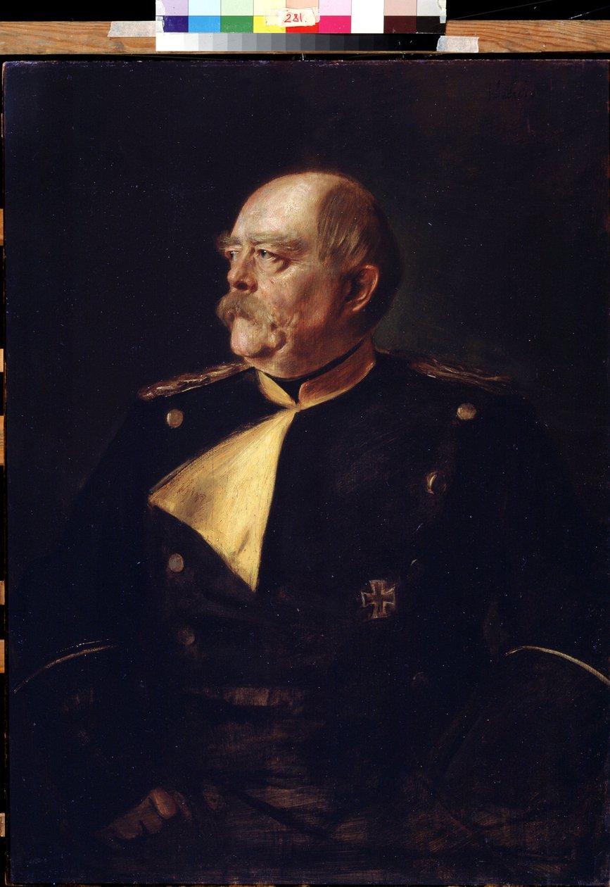 奥托-冯-俾斯麦总理（1815-1898 年）身着制服的肖像。Franz von Lenbach（1836-1904 年）绘制。莫斯科普希金美术博物馆。 作者 弗朗兹·塞拉夫·冯·伦巴赫