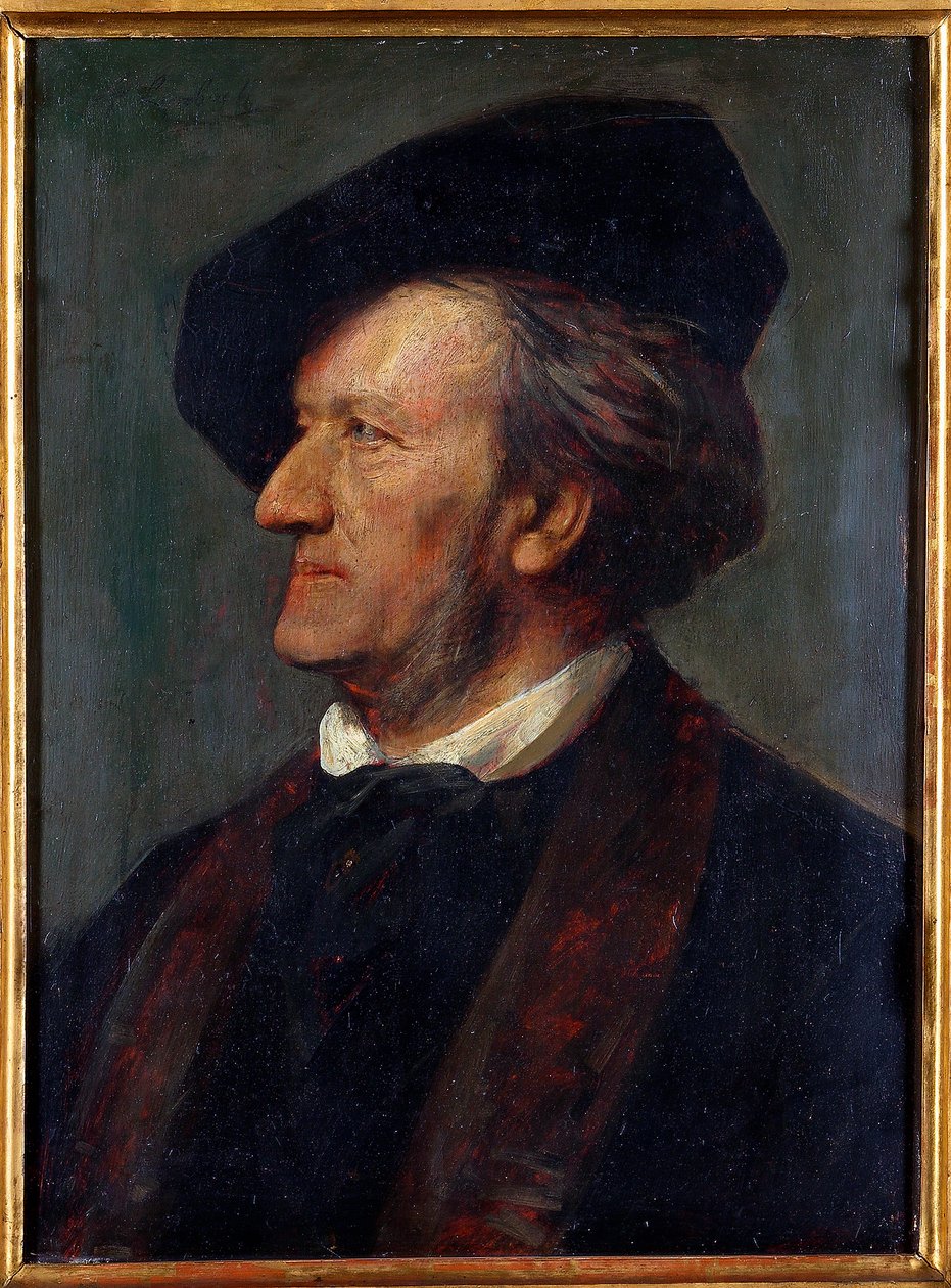 "作曲家理查德-瓦格纳肖像（1813-1883 年Peinture de Franz von Lenbach (1836-1904) - 1871 - 木板油画 - 拜罗伊特理查德-瓦格纳博物馆 作者 弗朗兹·塞拉夫·冯·伦巴赫