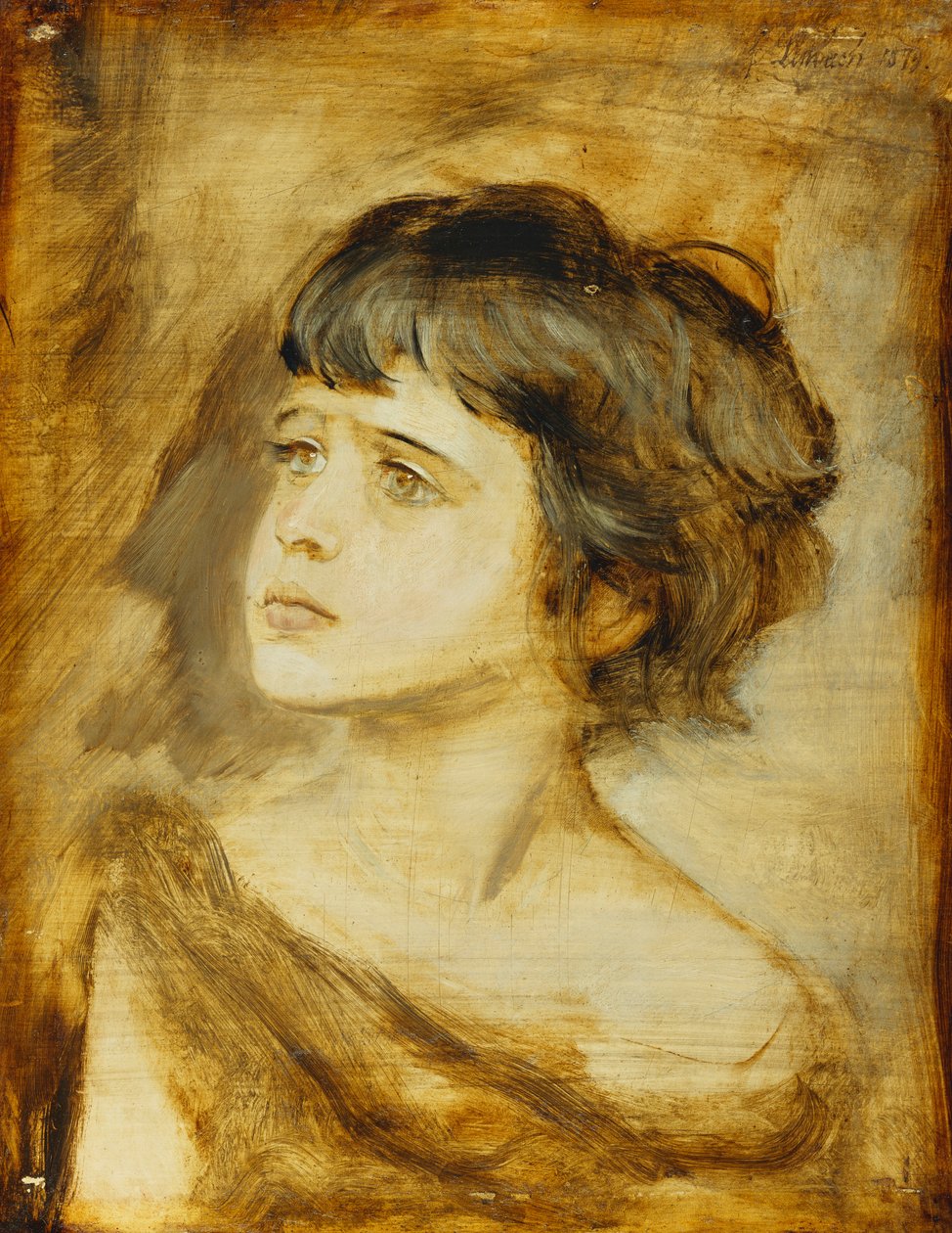 一个女孩的头，1879年 作者 弗朗兹·塞拉夫·冯·伦巴赫