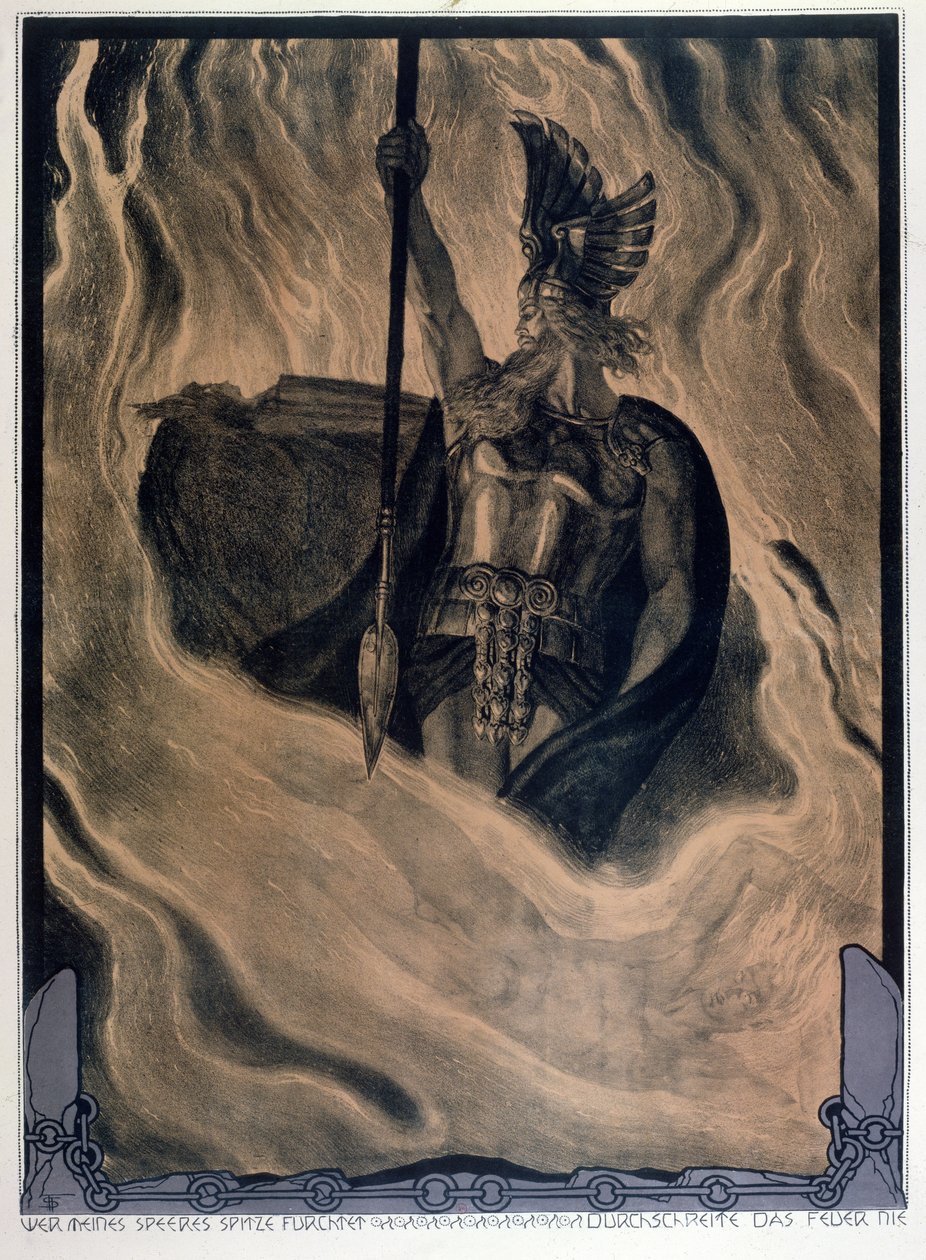 奥丁呼唤火焰》，约 1914 年（彩色石版画） 作者 弗兰茨·斯塔森