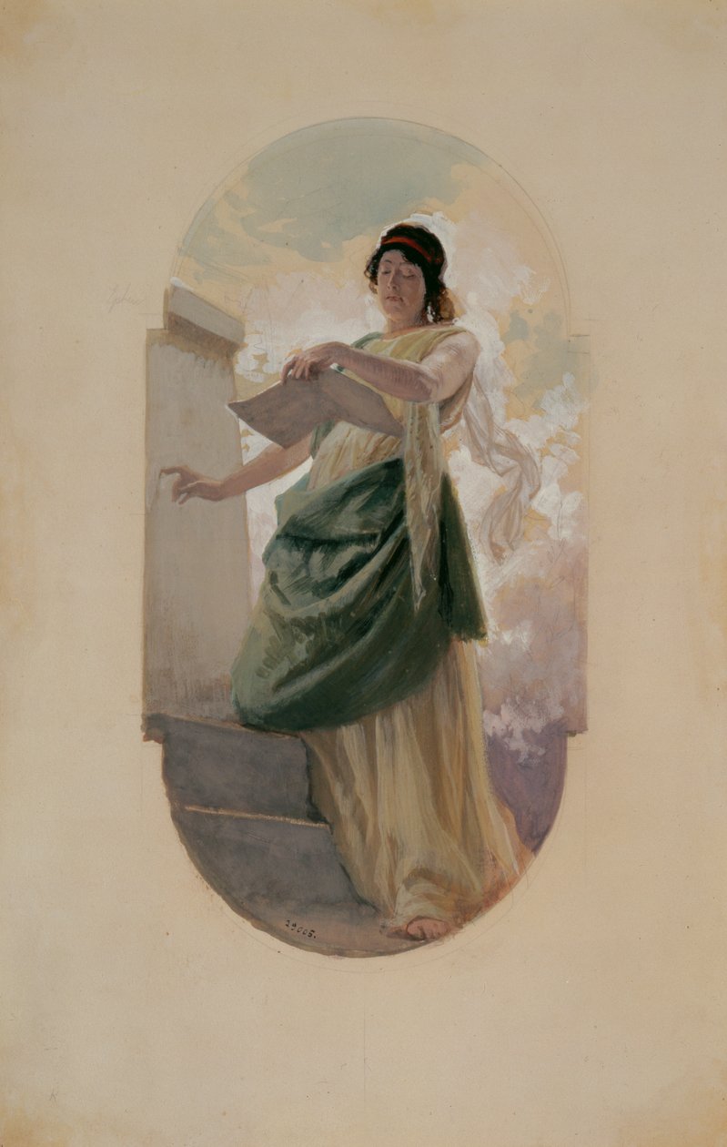 Epigram，一项研究，1890年（铅笔，wc） 作者 弗朗兹·萨维尔·西姆