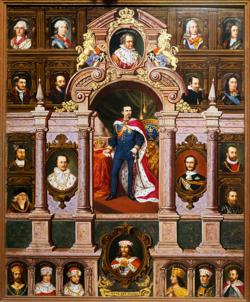 维特尔斯巴赫家族巴伐利亚国王肖像画面板，作者：Franz Xaver Thallmaier 作者 弗朗茨·泽维尔·塔尔迈尔