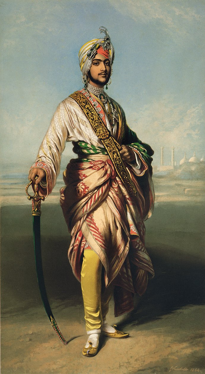 Duleep Singh，Lahore的Maharajah（1838-93），1854年由RJ Lane平版印刷（石版画） 作者 弗朗茨泽维尔温特哈尔特