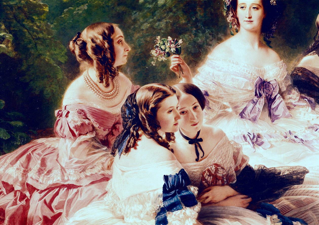 Eugenie女皇（1826-1920）和她的等待女士，Essling公主的细节，Pierres的男爵夫人和Lezay-Marnesia的Viscountess，1855年 作者 弗朗茨泽维尔温特哈尔特