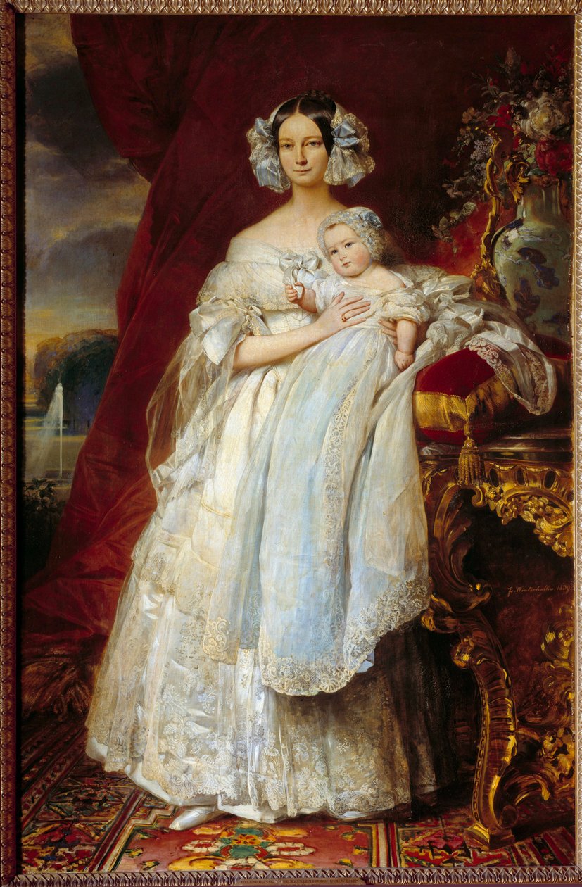 奥尔良公爵夫人（1814-1858）Helene Louise of Mecklembourg Schwerin和巴黎伯爵（1838-1894）的脚下肖像 Xaver Winterhalter（1806-1873）的绘画 1839年 太阳。2,15x1,4米 作者 弗朗茨泽维尔温特哈尔特