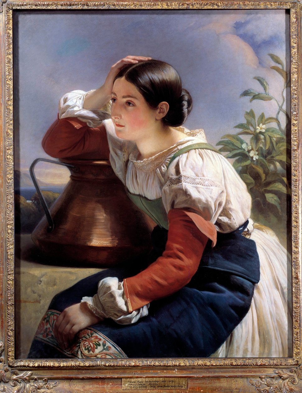 Xaver Winterhalter (1806-1873) 1833 年在井边画的年轻意大利人肖像。私人收藏 作者 弗朗茨泽维尔温特哈尔特