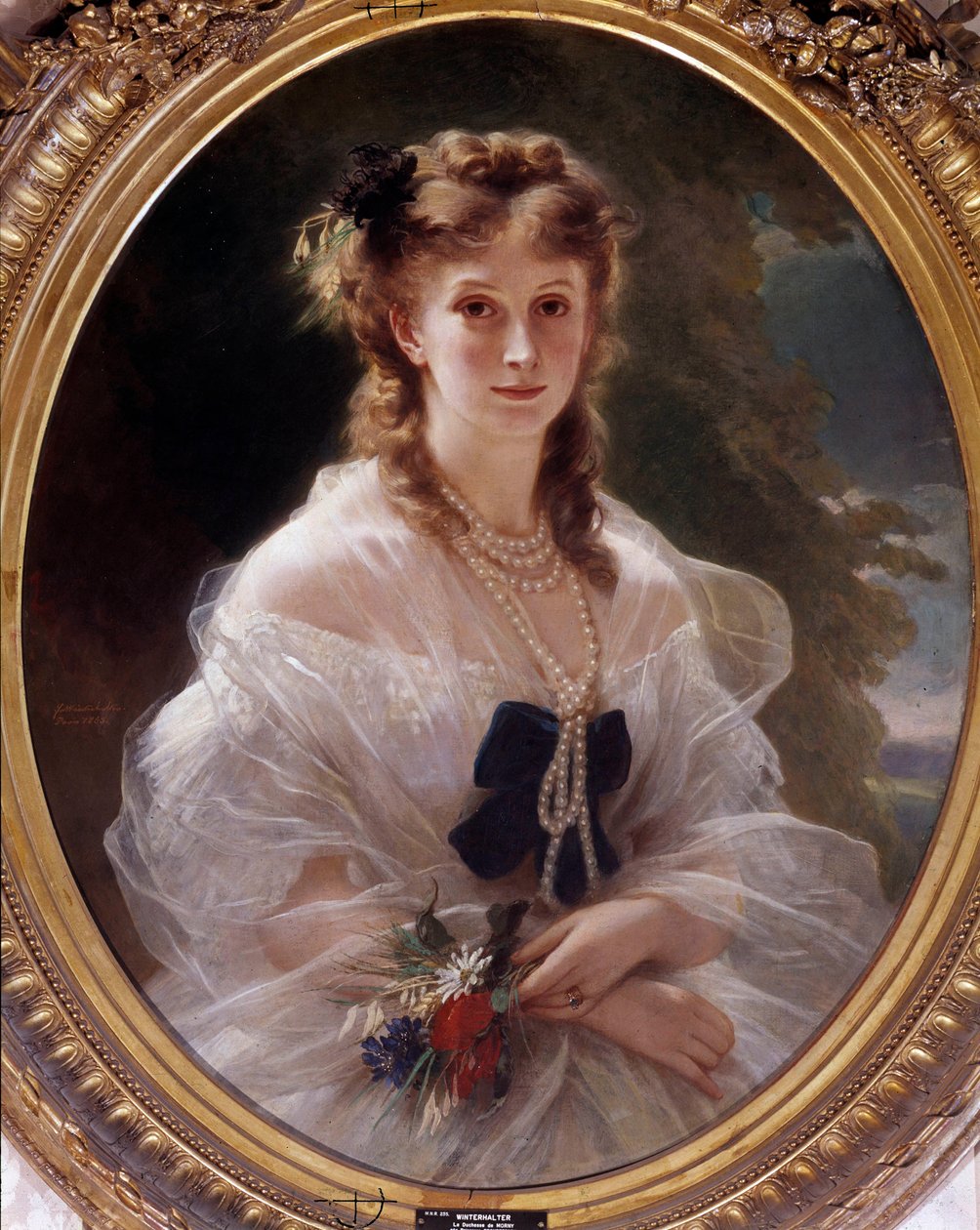 Morny 公爵夫人 Troubestkoy 公主（或 Troubeztkoy）的肖像。 Franz Xaver Winterhalter (1806-1873) 的绘画 作者 弗朗茨泽维尔温特哈尔特