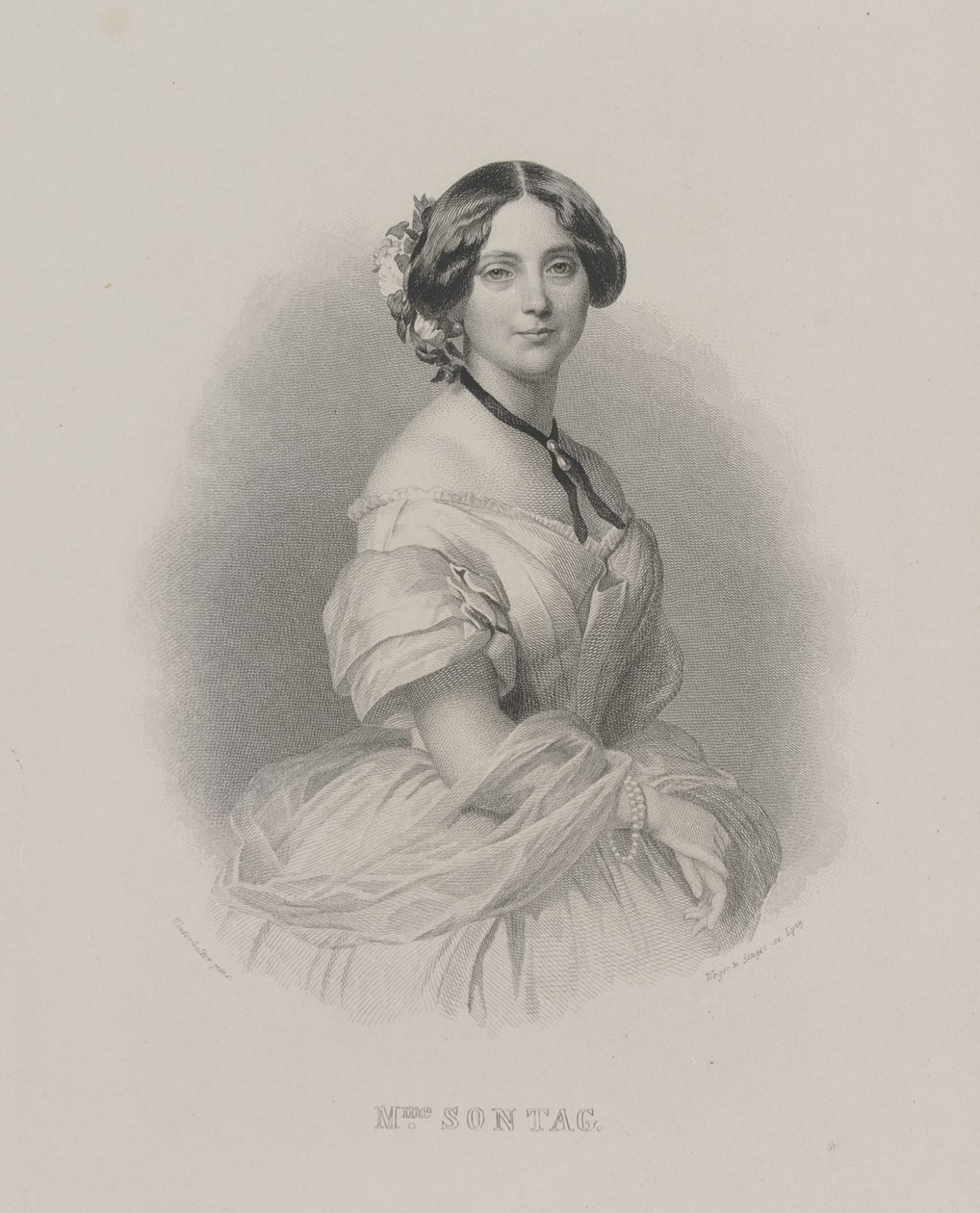 歌剧歌手Henriette Sontag的画像1806-1854，c。 1850年。 作者 弗朗茨泽维尔温特哈尔特