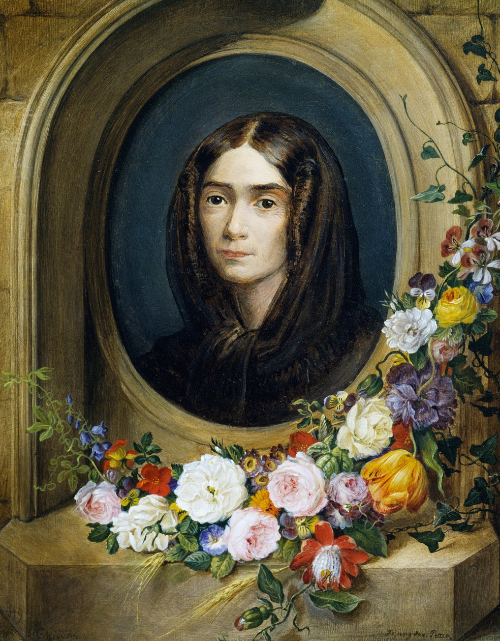 Portrait of Katharina Petter (born in 1849). Painting by Franz Xavier Petter (1791-1866) 作者 弗朗兹·泽维尔·佩特