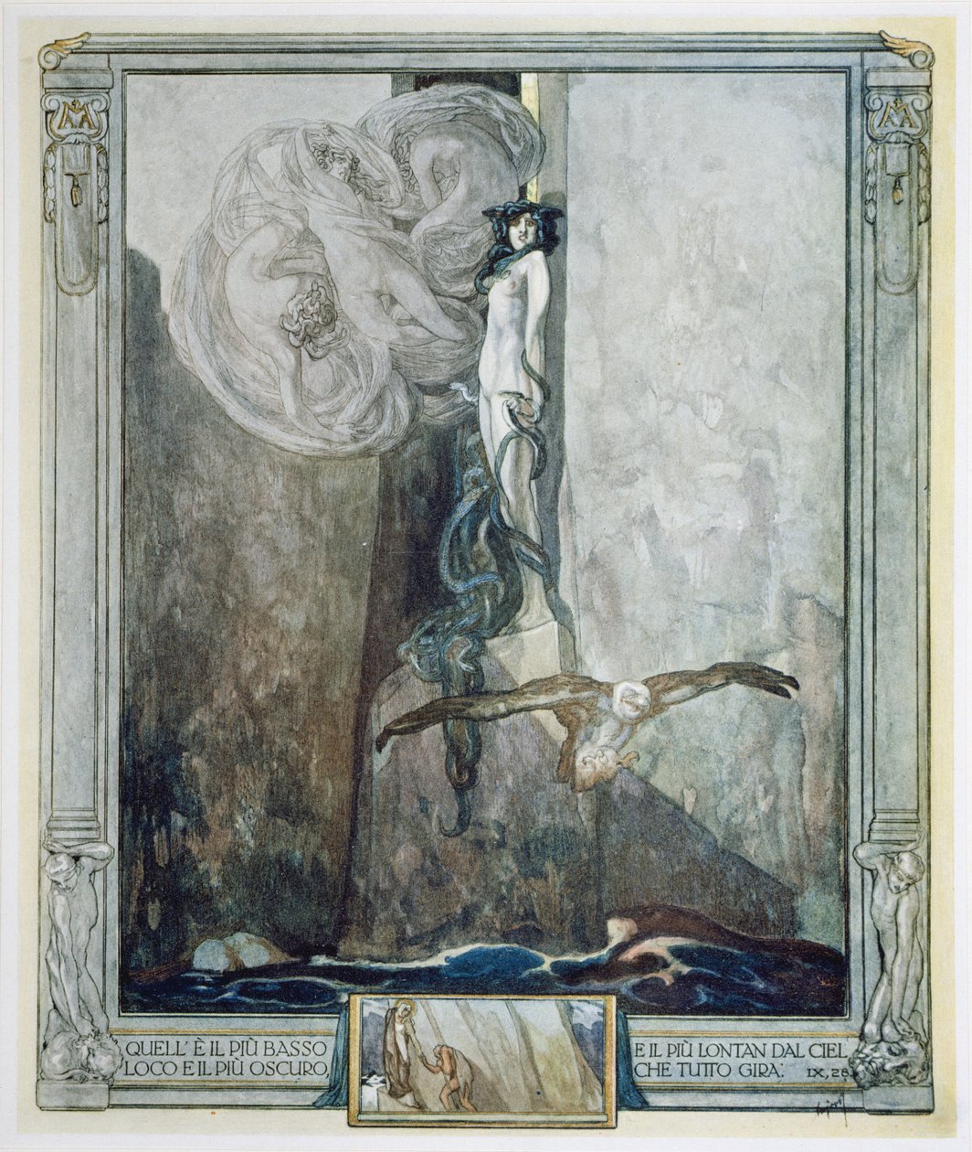 插图选自但丁的《神曲》，《地狱篇》，第九章。28 作者 弗兰兹·冯 (1866-1924) 拜罗斯