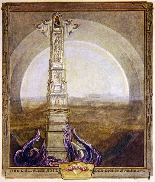 Dantes Divine Comedy，Paradise，Canto I，1921年的插图（纸上写着wc） 作者 弗朗兹·冯·贝罗斯
