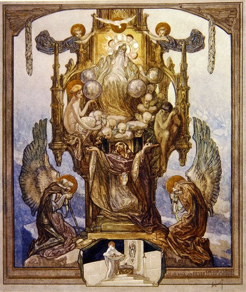 Dantes Divine Comedy，Paradise，Canto VIII，1921年的插图（纸上写着） 作者 弗朗兹·冯·贝罗斯