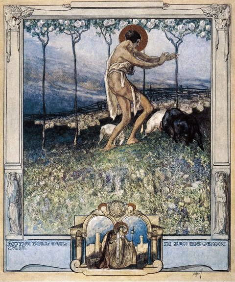 Dantes Divine Comedy，Paradise，Canto XVI，1921年的插图（wc在纸上） 作者 弗朗兹·冯·贝罗斯