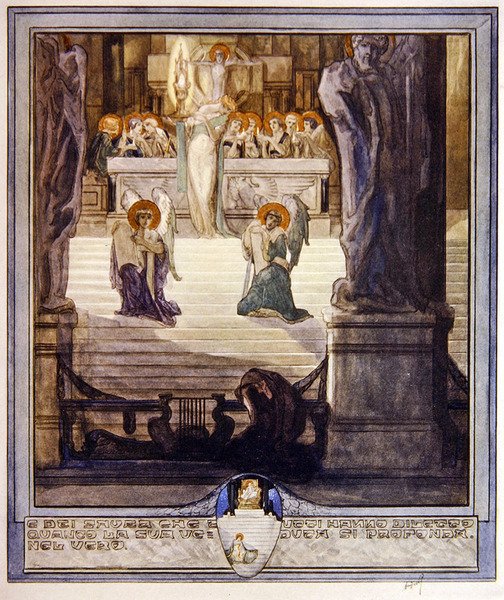 Dantes Divine Comedy，Paradise，Canto XXVIII，1921年的插图（wc在纸上） 作者 弗朗兹·冯·贝罗斯