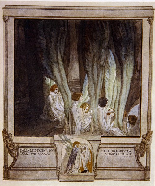 Dantes Divine Comedy，Purgatory，Canto XXI的插图：1921年，62（纸上写着） 作者 弗朗兹·冯·贝罗斯