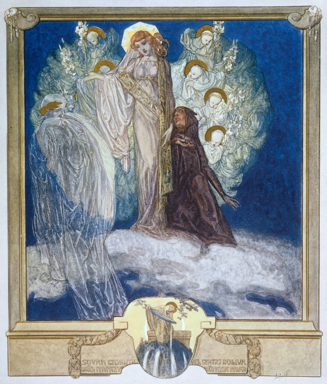 来自Dantes Divine Comedy，Purgatory，Canto XXX，1921年的插图（wc在纸上） 作者 弗朗兹·冯·贝罗斯