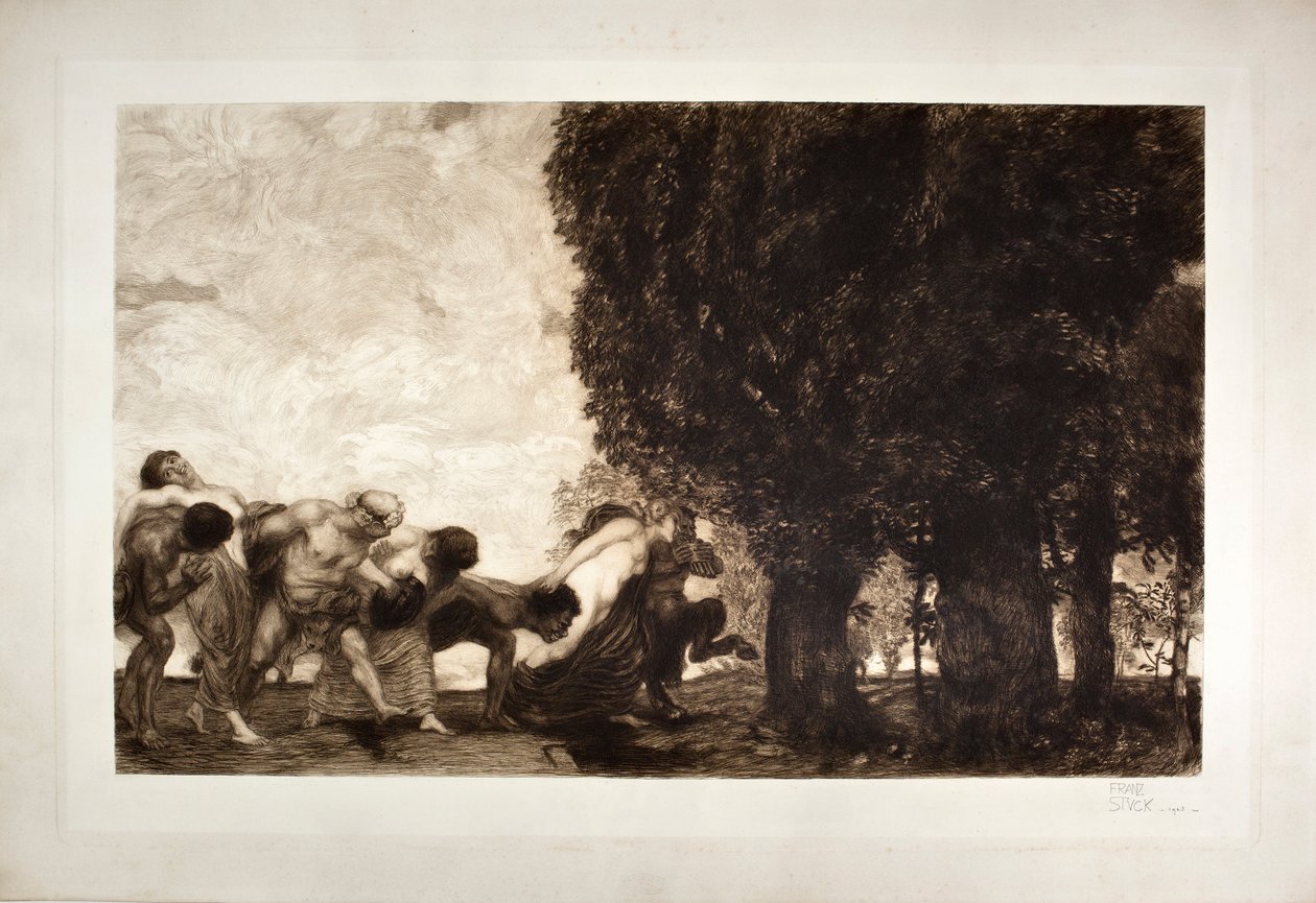 BBacchantes, satyrs and nymphs (etching, 20th century) 作者 弗朗兹·冯·斯塔克