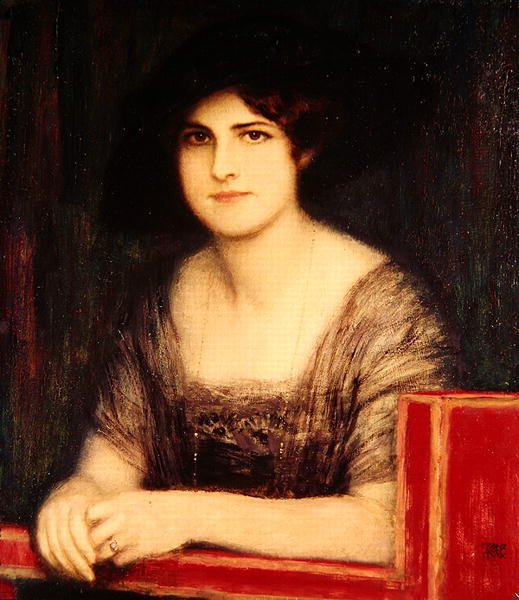艺术家的女儿玛丽的肖像，约1916年（油）。 作者 弗朗兹·冯·斯塔克